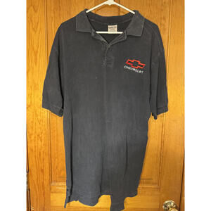 Men's Black Chevrolet Polo Shirt Large Cotton Pre-Shrunk